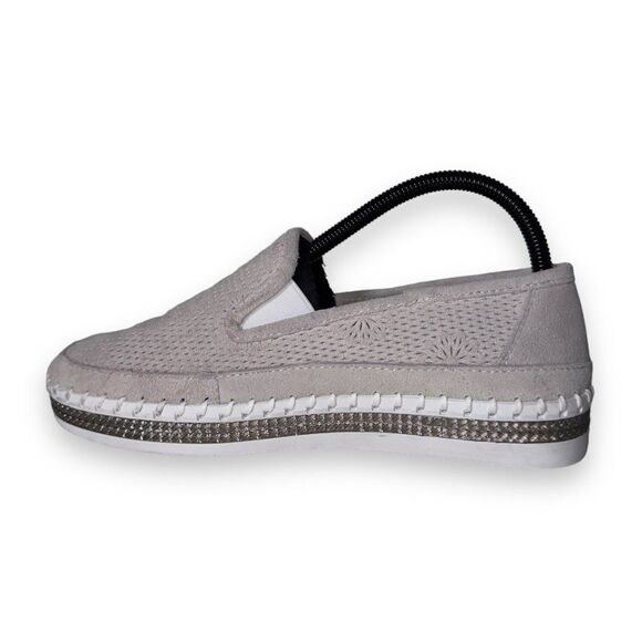 Bernie Mev. New York TW226 Slip-on Suede Loafer Light Grey Women's 9.5-10 - Picture 6 of 11